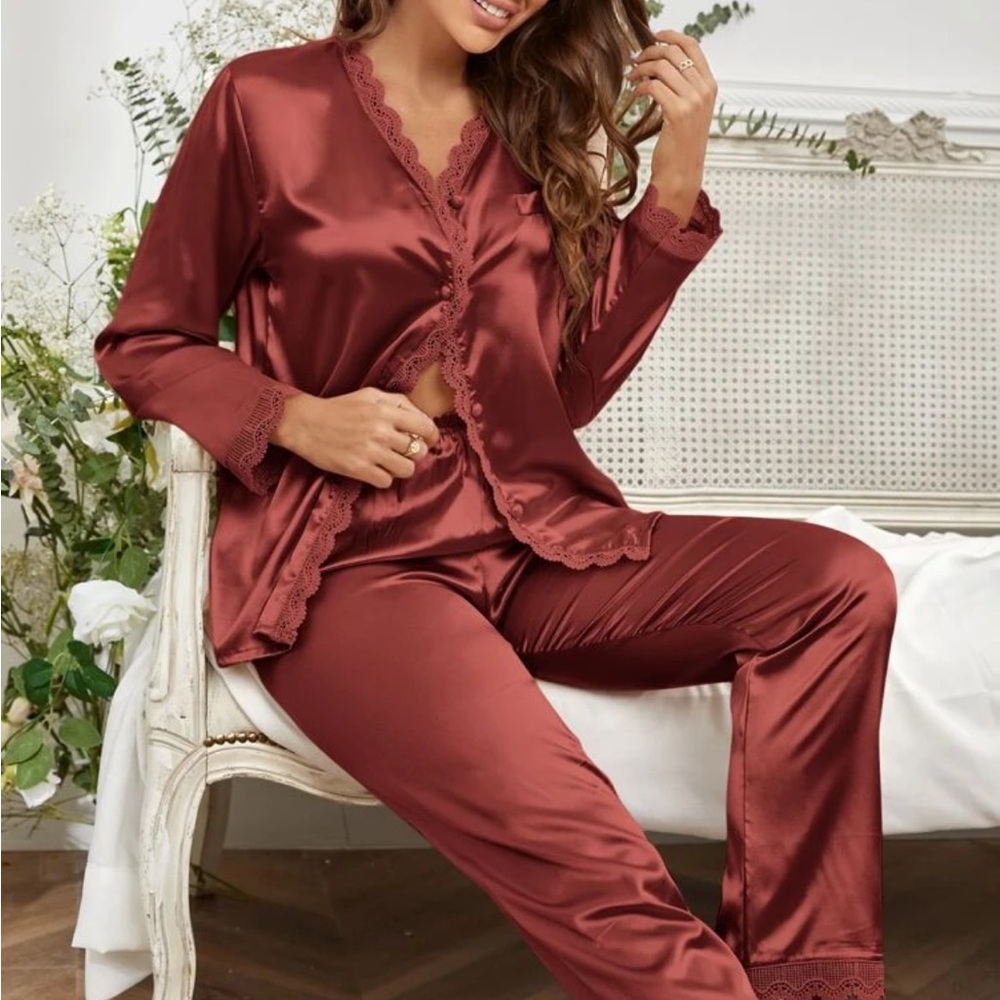 Silk Pajamas with Lace